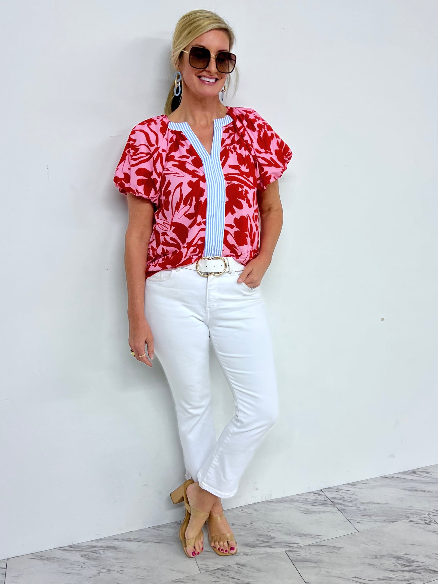 Happiness Floral + Stripe Top