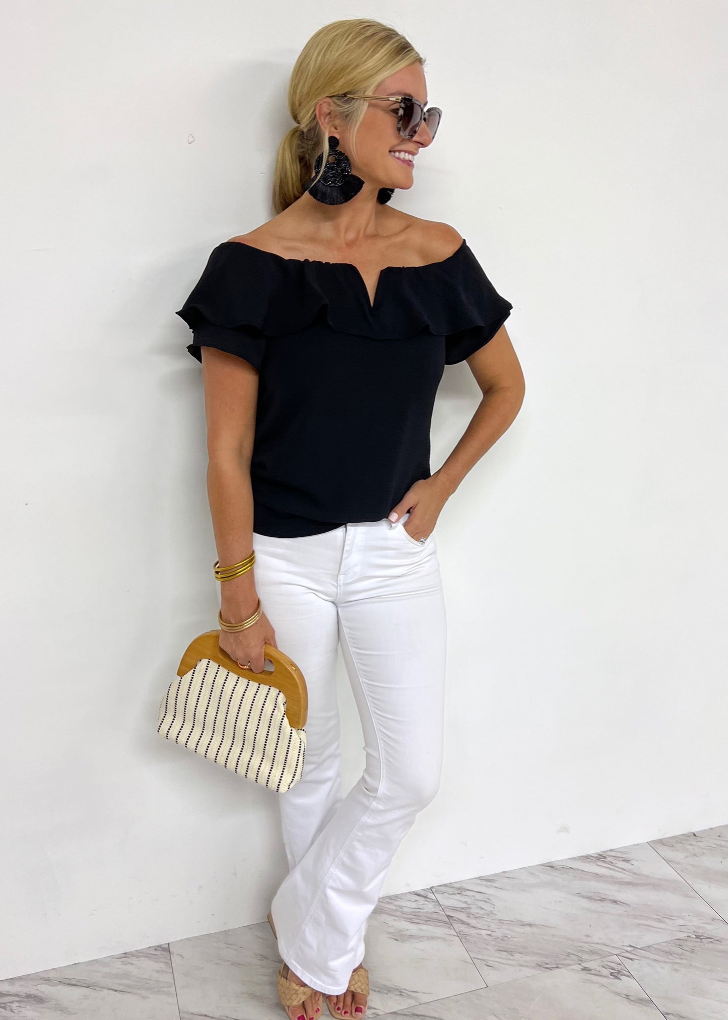 Nadia Off The Shoulder Top (Black)