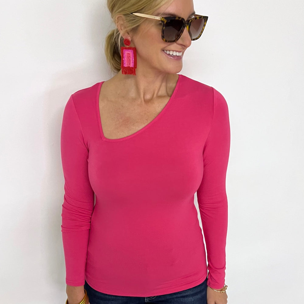 
                  
                    Chelsea Check Neck Top (Fuchsia) - FINAL SALE
                  
                