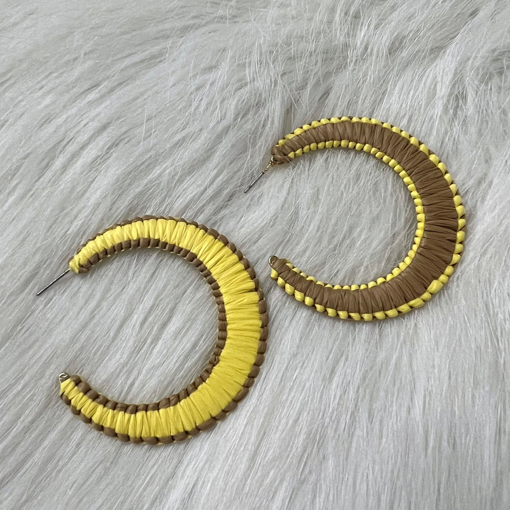 
                  
                    Playa Two Tone Raffia Hoop Earrings - FINAL SALE
                  
                