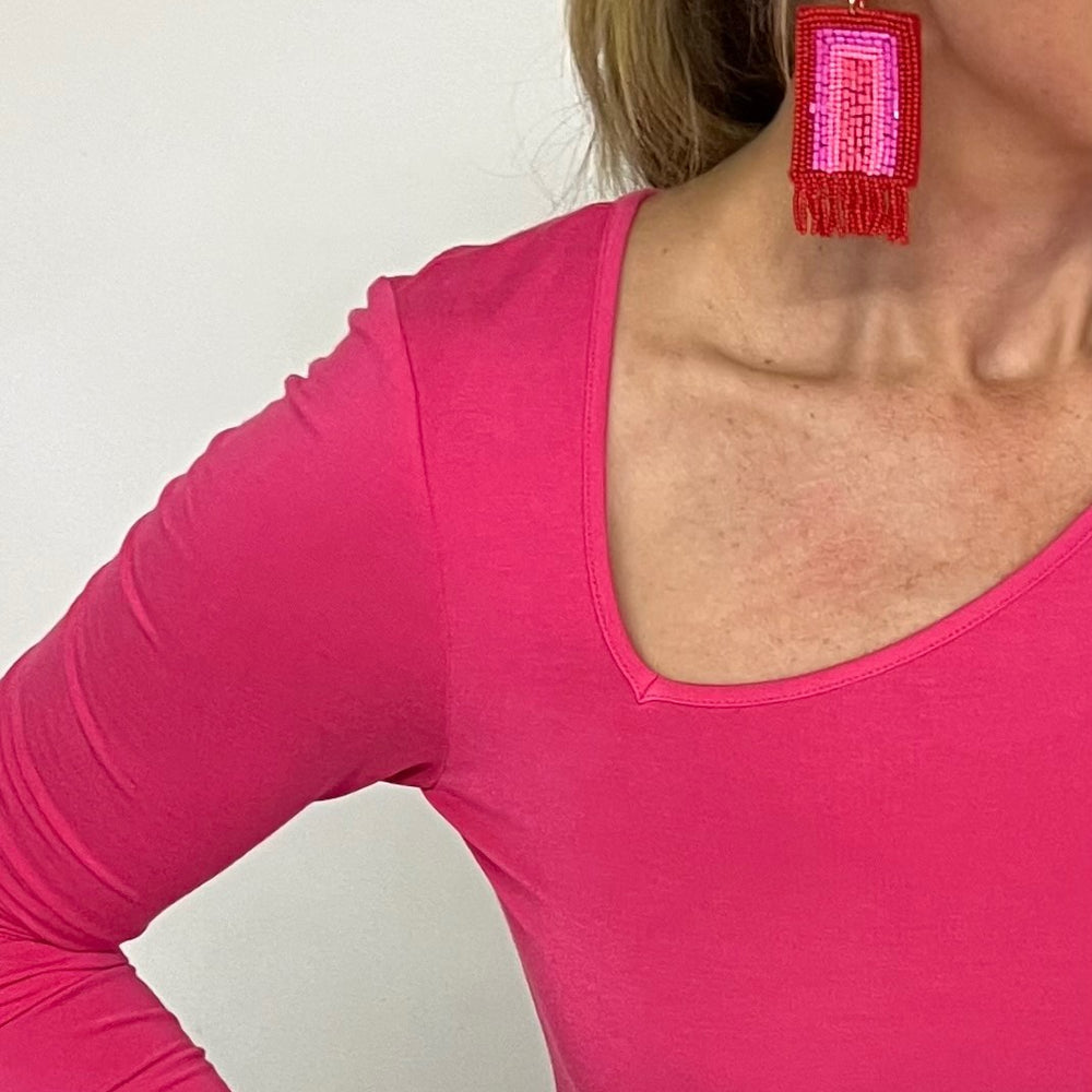 
                  
                    Chelsea Check Neck Top (Fuchsia) - FINAL SALE
                  
                